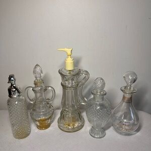 Avon Crystal Clear Glass Bottles Decanter Collection. Unique!